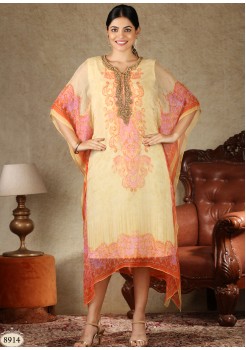 Pink  Georgette Chiffon Kaftan Kurti 